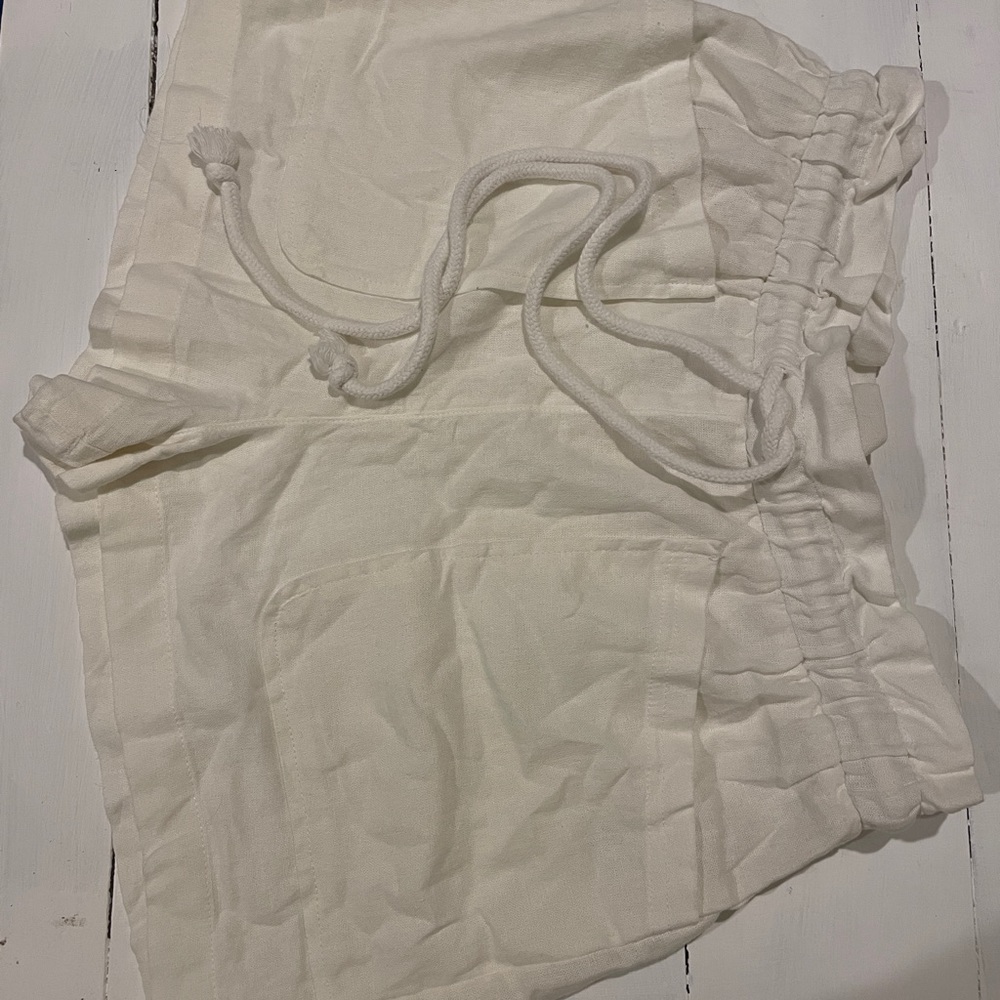 White linen shorts